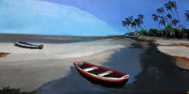 Painting titled "Praia" by Suzanh, Original Artwork, Acrylic