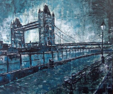 Schilderij getiteld "Tower Bridge, Londo…" door Suzanne B Gibbs, Origineel Kunstwerk, Olie