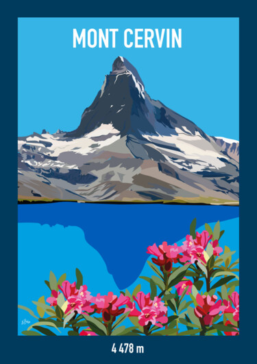Arts numériques intitulée "Mont Cervin" par Suzanne Bolze, Œuvre d'art originale, Travail numérique 2D