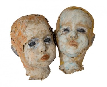 Deux petites filles Sculpture intitulée "Deux petites filles" par Suzan, Œuvre d'art originale, Papier