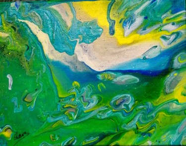 Painting titled "01 variation de vert" by Suzanne Leseve, Original Artwork, Acrylic Mounted on Wood Stretcher frame