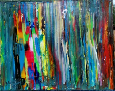 Painting titled "04 COULEURS VERTICA…" by Suzanne Leseve, Original Artwork, Acrylic Mounted on Wood Stretcher frame