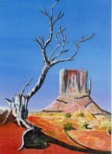 Peinture intitulée "désert du Nevada" par Suzanne Leseve, Œuvre d'art originale