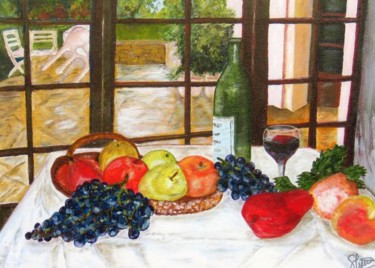 Peinture intitulée "table de fruits" par Suzanne Leseve, Œuvre d'art originale