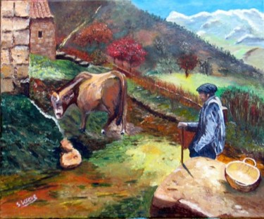 Peinture intitulée "le vacher" par Suzanne Leseve, Œuvre d'art originale