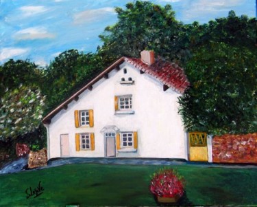 Peinture intitulée "la maison aux volet…" par Suzanne Leseve, Œuvre d'art originale, Acrylique