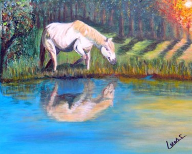 Painting titled "CHEVAL TRANQUILLE" by Suzanne Leseve, Original Artwork