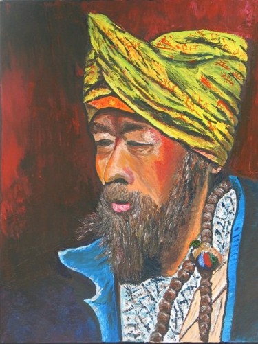 Painting titled "lhomme au turban" by Suzanne Leseve, Original Artwork