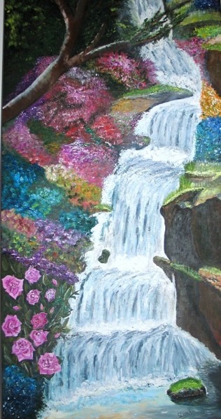 Painting titled "la cascade" by Suzanne Leseve, Original Artwork