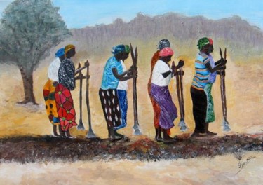 Peinture intitulée "65 femmes au travail" par Suzanne Leseve, Œuvre d'art originale