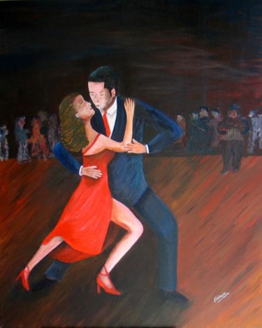 Painting titled "72 danseurs de tango" by Suzanne Leseve, Original Artwork, Oil