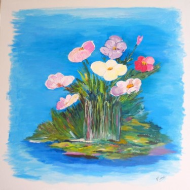 Pintura intitulada "73 FLEURS D'EAU" por Suzanne Leseve, Obras de arte originais, Acrílico