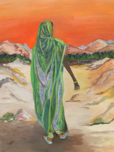 Painting titled "83 face au désert" by Suzanne Leseve, Original Artwork, Oil