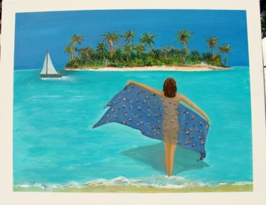 Pintura titulada "84 face aux maldives" por Suzanne Leseve, Obra de arte original, Oleo