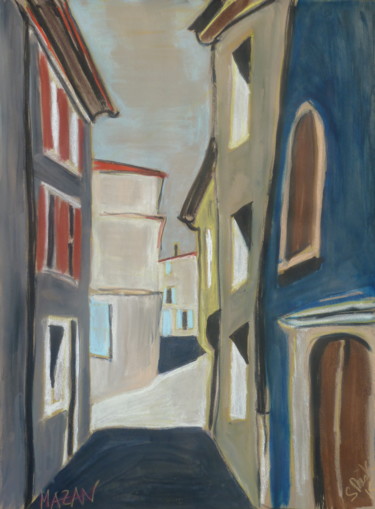 Painting titled "Gasse in Mazan (2)" by Suzanne Piesk, Original Artwork, Watercolor