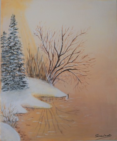 Peinture intitulée "Brouillards d'hiver" par Suzanne Trenchant, Œuvre d'art originale, Acrylique