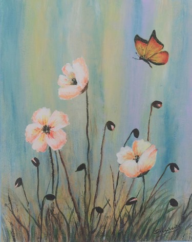 Painting titled "Coquelicots" by Suzanne Trenchant, Original Artwork, Acrylic