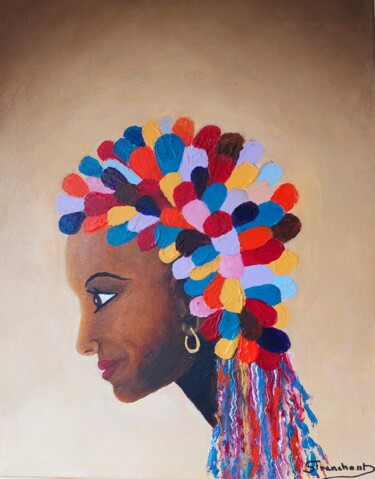 Painting titled "L'africaine" by Suzanne Trenchant, Original Artwork, Acrylic