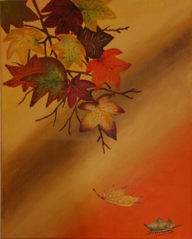 Painting titled "Feuilles d'automne" by Suzanne Trenchant, Original Artwork, Acrylic