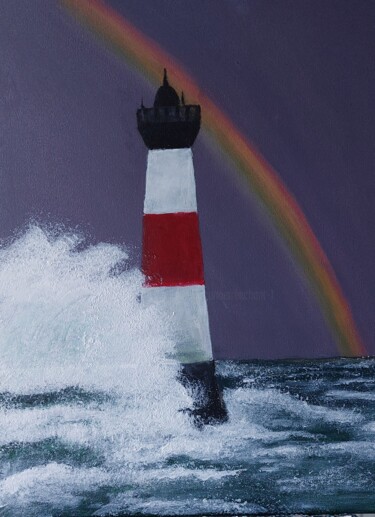 Картина под названием "Tempête en mer" - Suzanne Trenchant, Подлинное произведение искусства, Акрил