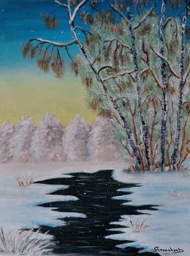 Painting titled "L'hiver" by Suzanne Trenchant, Original Artwork, Acrylic