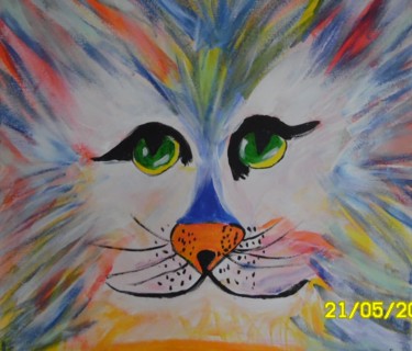 Malerei mit dem Titel "Katzen Gesich einma…" von Suzanne Von Schledorn, Original-Kunstwerk, Acryl
