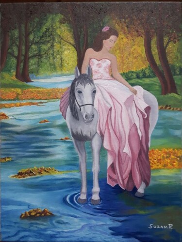 Painting titled "Lady Rose" by Suzanne Plante, Original Artwork, Oil