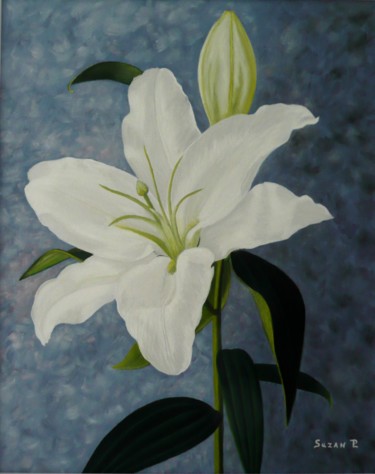 Peinture intitulée "Lys blanc" par Suzanne Plante, Œuvre d'art originale, Huile