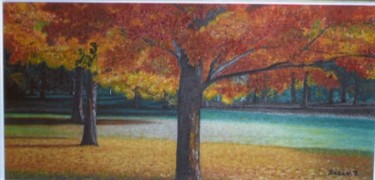 Painting titled "Le sous-bois" by Suzanne Plante, Original Artwork, Oil