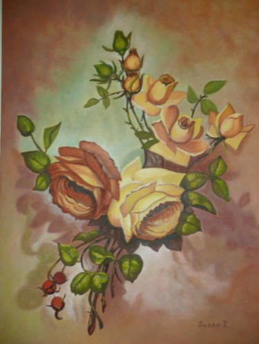 Peinture intitulée "Des roses pour toi" par Suzanne Plante, Œuvre d'art originale, Huile