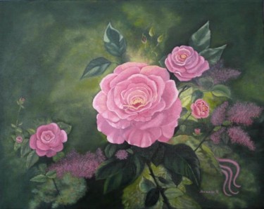 Peinture intitulée "Fleurs de roses" par Suzanne Plante, Œuvre d'art originale, Autre