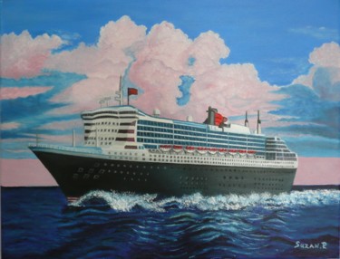 Painting titled "queen-mary-2.jpg" by Suzanne Plante, Original Artwork, Oil