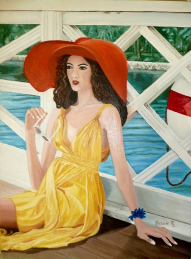 Painting titled "Les vacances" by Suzanne Plante, Original Artwork, Oil