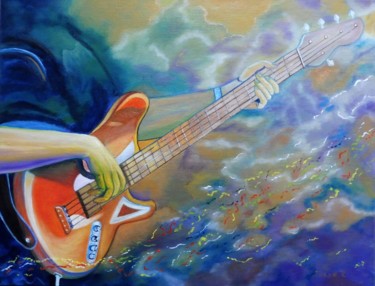 Painting titled "Le guitariste" by Suzanne Plante, Original Artwork, Oil