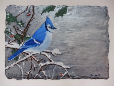 Peinture intitulée "geai-bleu.jpg" par Suzanne Plante, Œuvre d'art originale, Acrylique