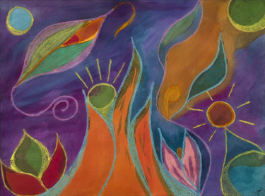 Peinture intitulée "cosmos-vegetal.png" par Suzel Chaigneau, Œuvre d'art originale