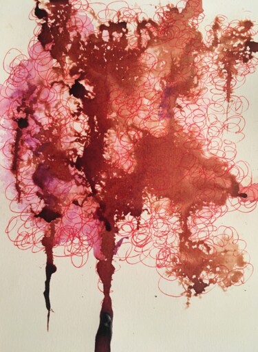 Painting titled ""Arbre automnal"" by Suzelle Billioud, Original Artwork, Ink