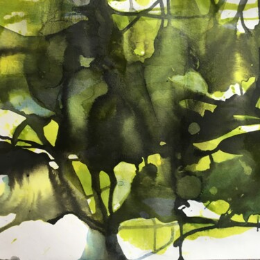 Peinture intitulée ""Forêt vierge"" par Suzelle Billioud, Œuvre d'art originale, Encre Monté sur Châssis en bois