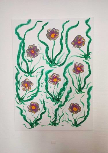 Картина под названием "azur" - Suzy Defrel, Подлинное произведение искусства, Акрил Установлен на Деревянная рама для носилок