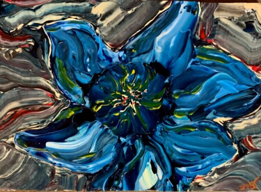 Schilderij getiteld "Blue Daffodil" door Suzy Martin, Origineel Kunstwerk, Acryl