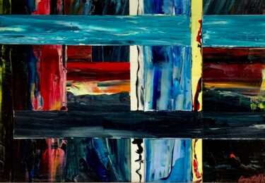 Malerei mit dem Titel "Ribbons" von Suzy Martin, Original-Kunstwerk, Acryl Auf Andere starre Platte montiert