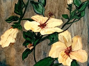 Painting titled "Hibiscus" by Suzy Martin, Original Artwork, Acrylic