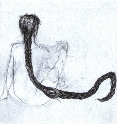Drawing titled "hair 03" by Vanja Subotic, Original Artwork, Ink
