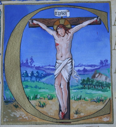 Painting titled "Jean 3:16 ( Lettrin…" by Svetlana Claude, Original Artwork, Oil