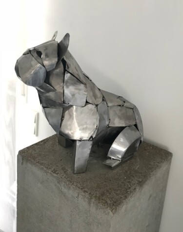 Escultura titulada "french bulldogg" por Sven Göfert, Obra de arte original, Metales