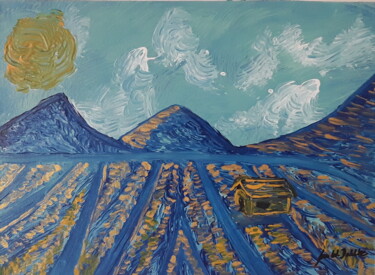 Pintura intitulada "L'or bleu de Proven…" por Sven W. Dahlke, Obras de arte originais, Acrílico