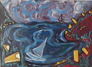 Malerei mit dem Titel "Costa di Amalfi" von Sven W. Dahlke, Original-Kunstwerk, Acryl