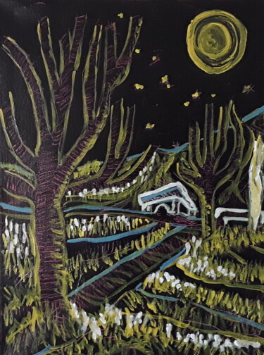 Pintura titulada "Nuit en Provence" por Sven W. Dahlke, Obra de arte original, Acrílico