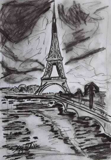 Картина под названием "Le symbole de Paris" - Sven W. Dahlke, Подлинное произведение искусства, Древесный уголь