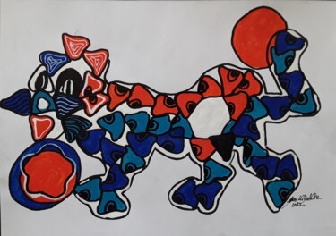 Painting titled "the cat" by Sven W. Dahlke, Original Artwork, Marker